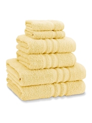 Catherine Lansfield 6 Piece Yellow Zero Twist Towel Set - Image 1 of 3