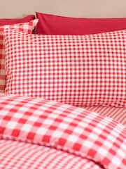 Catherine Lansfield Red Bamford Gingham Check Reversible Duvet Cover Set - Image 3 of 4