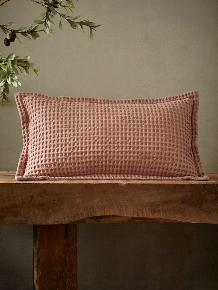 Pineapple Elephant Pink Jaipur Chunky Waffle Cotton Cushion - Image 1 of 3
