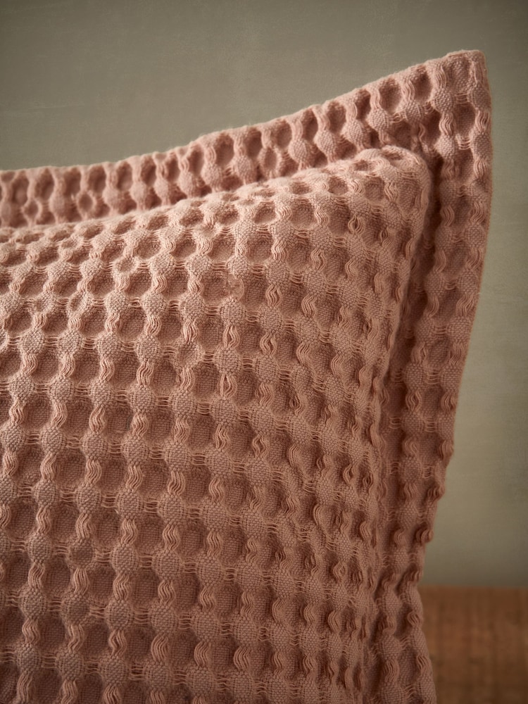 Pineapple Elephant Pink Jaipur Chunky Waffle Cotton Cushion - Image 3 of 3