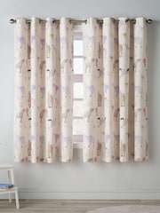 Catherine Lansfield Cream Happy Horses Reversible Eyelet Curtains - Image 1 of 5