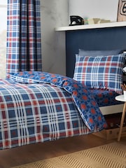 Catherine Lansfield Stars And Check Reversible Duvet Cover Set - תמונה 1 מתוך 4