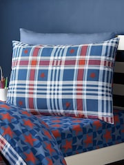 Catherine Lansfield Stars And Check Reversible Duvet Cover Set - תמונה 3 מתוך 4