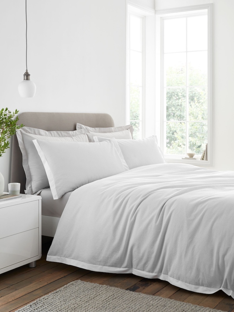 Bianca Seersucker Cotton Woven Stripe Duvet Cover Set - Imaginea 2 din 6