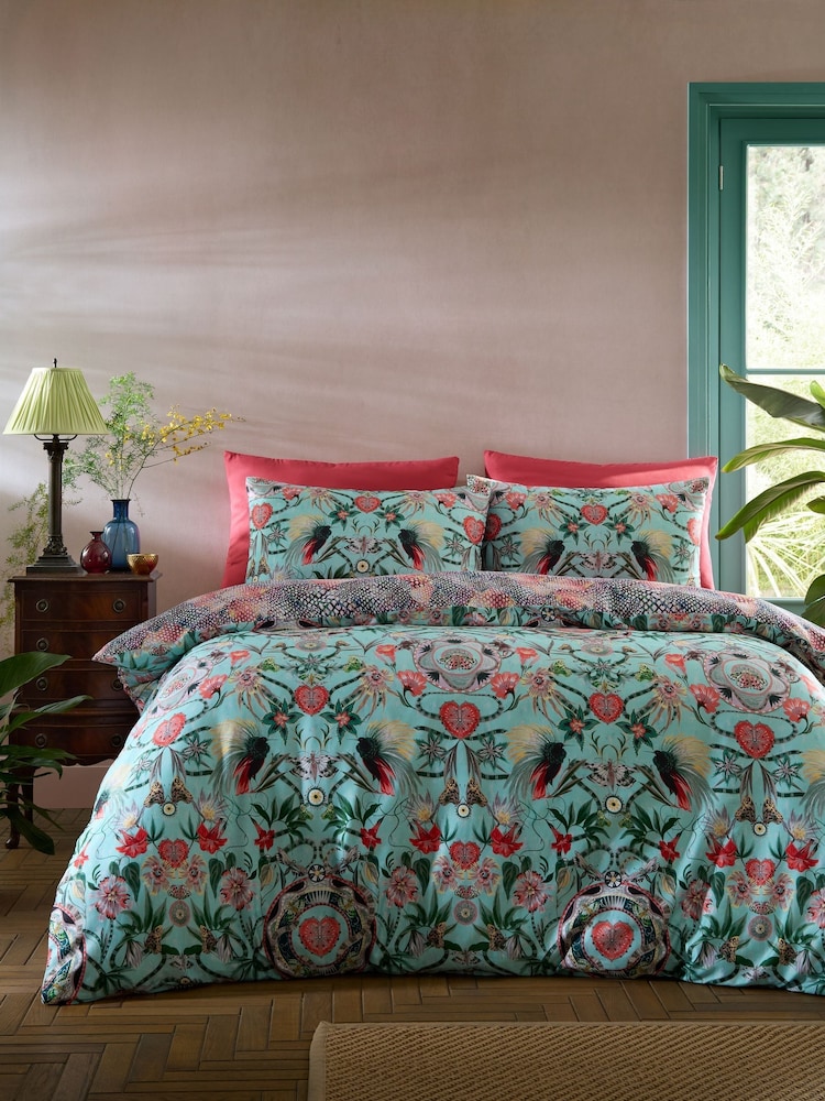 Matthew Williamson Green Mother Amazon Cotton Sateen Duvet Cover Set - Image 1 of 5 Matthew Williamson Green Mother Amazon Cotton Sateen Duvet Cover Set - Image 1 of 5