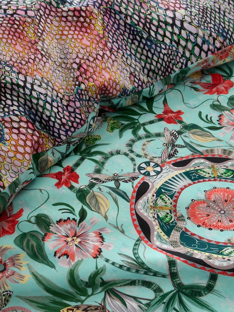 Matthew Williamson Green Mother Amazon Cotton Sateen Duvet Cover Set - Image 2 of 5 Matthew Williamson Green Mother Amazon Cotton Sateen Duvet Cover Set - Image 2 of 5