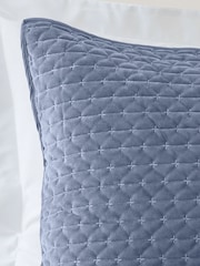 Bianca Blue Attica Velvet Embroidered Pillowsham Pair - Image 2 of 2