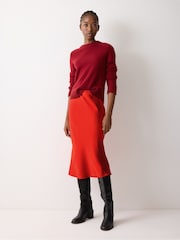 Jigsaw Red Satin Bias Midi Skirt - Image 2 of 4