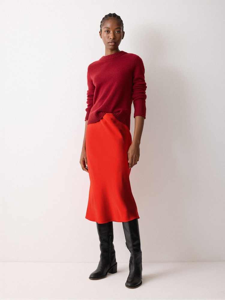 Jigsaw Red Satin Bias Midi Skirt - Image 2 of 4 Jigsaw Red Satin Bias Midi Skirt - Image 2 of 4
