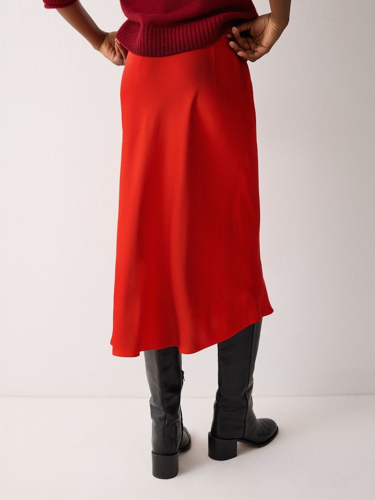 Jigsaw Red Satin Bias Midi Skirt - Image 4 of 4 Jigsaw Red Satin Bias Midi Skirt - Image 4 of 4