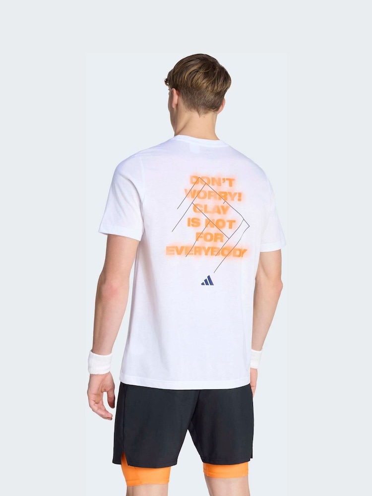 adidas White Clay Graphic Tennis T-Shirt - Image 2 of 6