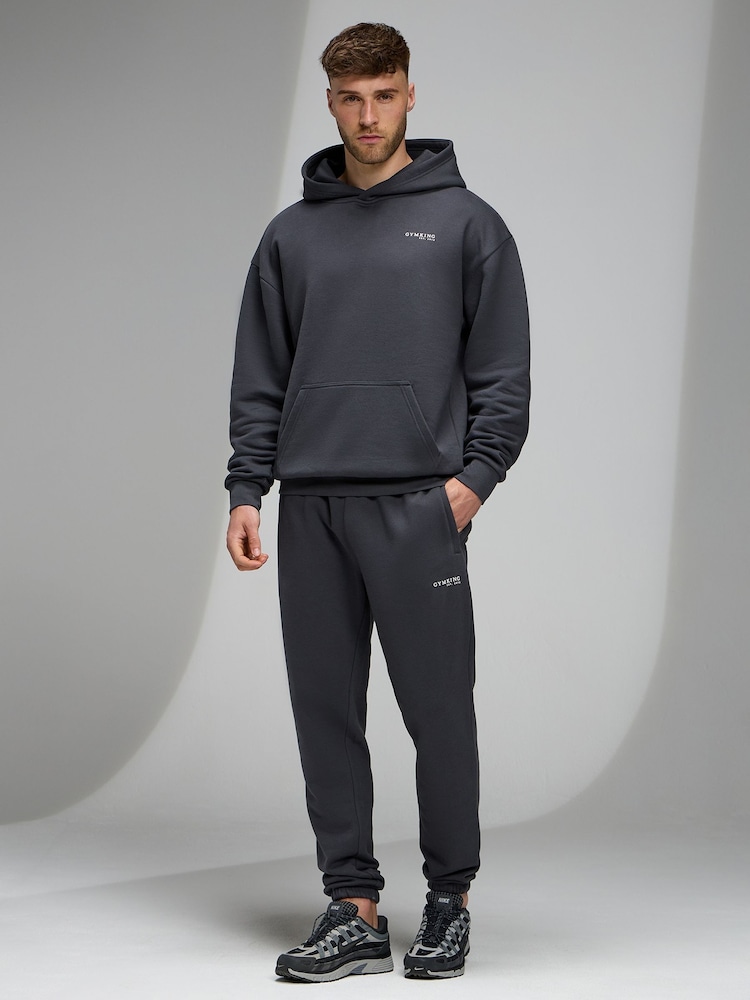 Gym King Grey Established Relaxed Fit Hoodie - Image 1 of 3