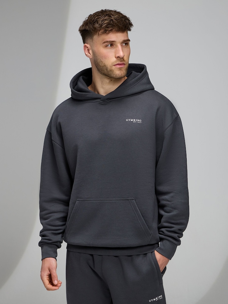 Gym King Grey Established Relaxed Fit Hoodie - Image 3 of 3