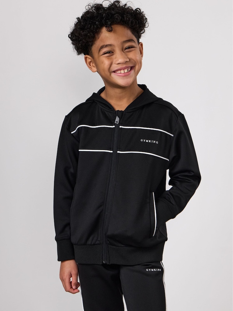 Gym King Black Core Piped Full Zip Hoodie - Image 3 of 3 Gym King Black Core Piped Full Zip Hoodie - Image 3 of 3