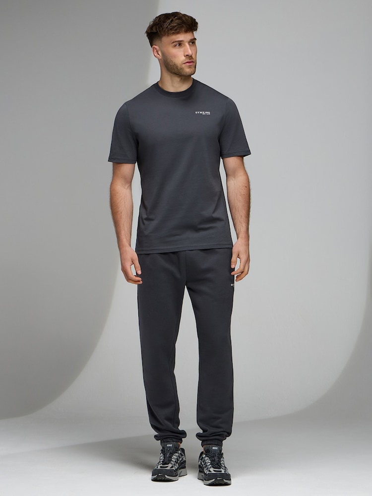 Gym King Grey Established Regular Fit T-Shirt - Image 1 of 4 Gym King Grey Established Regular Fit T-Shirt - Image 1 of 4