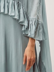 Monsoon Blue Jodie Ruffle Cape Chiffon Maxi Dress - Image 3 of 5