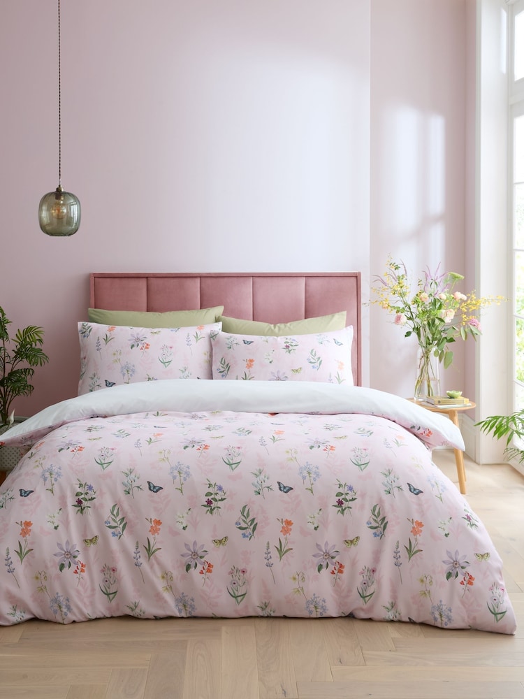 RHS x Catherine Lansfield Pink Enchanted Butterfly Garden So Soft Duvet Cover Set - Image 2 of 5