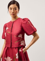 Monsoon Pink Anya Puff Sleeve Jacket - Image 3 of 5