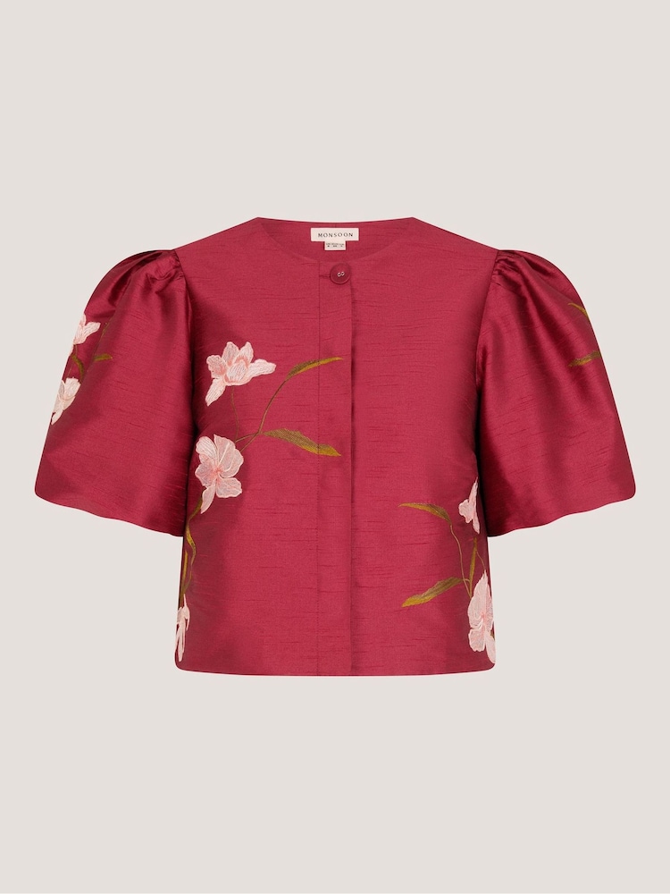Monsoon Pink Anya Puff Sleeve Jacket - Image 5 of 5