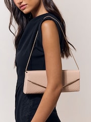 Lipsy Nude Weave Envelope Clutch Bag - Image 3 of 8