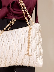 Lipsy Cream Padded Chain Slouchy Shoulder Bag - Image 2 of 8