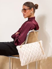 Lipsy Cream Padded Chain Slouchy Shoulder Bag - Image 3 of 8