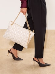Lipsy Cream Padded Chain Slouchy Shoulder Bag - Image 4 of 8
