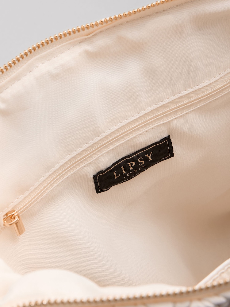 Lipsy Cream Padded Chain Slouchy Shoulder Bag - Image 8 of 8