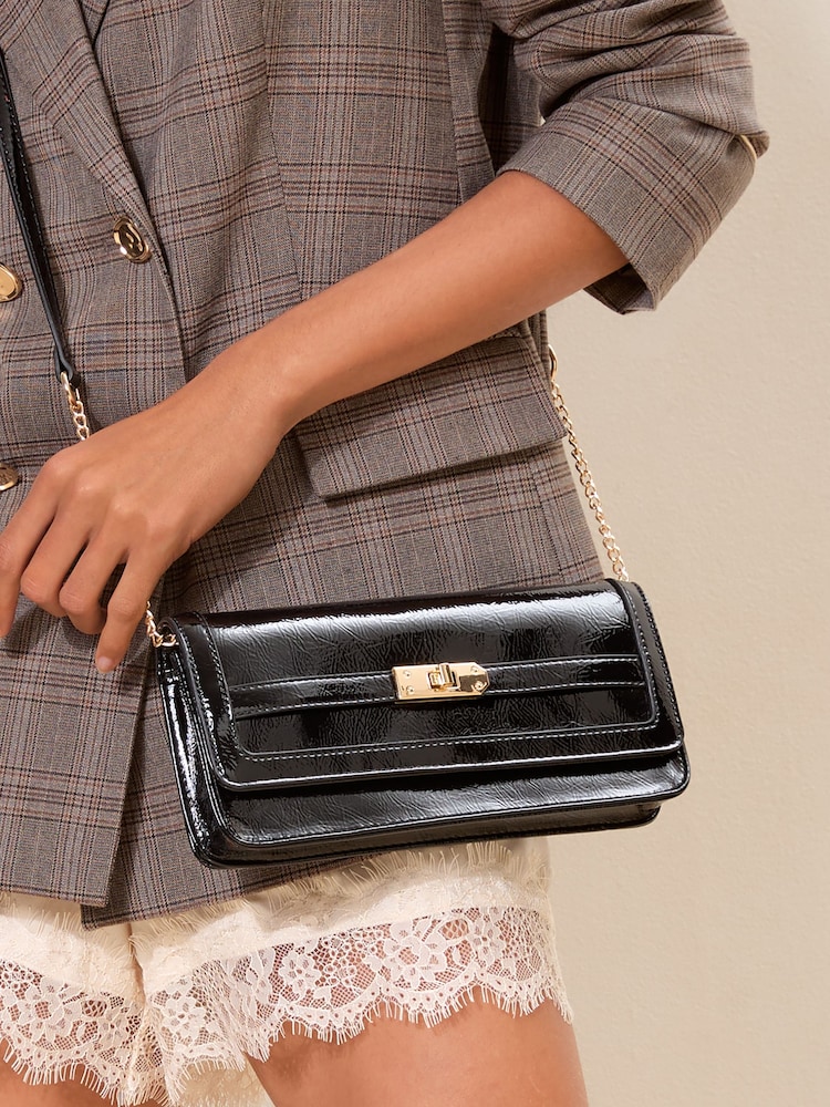 Lipsy Black Buckle Ocassion Cross-Body Bag - Image 1 of 4 Lipsy Black Buckle Ocassion Cross-Body Bag - Image 1 of 4