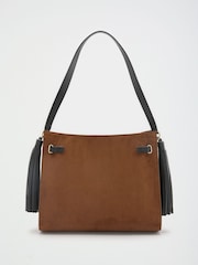Lipsy Tan Brown Suedette Large Shoulder Tote Bag - Image 6 of 8