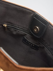 Lipsy Tan Brown Suedette Large Shoulder Tote Bag - Image 8 of 8