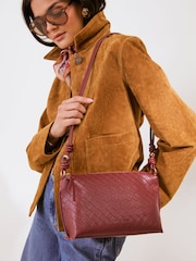 Friends Like These Burgundy Red Boxy Weave Crossbody Bag - Image 1 of 9