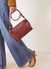 Friends Like These Burgundy Red Boxy Weave Crossbody Bag - Image 3 of 9