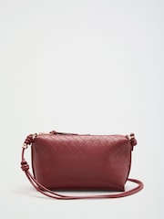 Friends Like These Burgundy Red Boxy Weave Crossbody Bag - Image 4 of 9