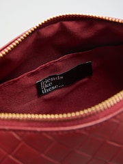 Friends Like These Burgundy Red Boxy Weave Crossbody Bag - Image 8 of 9