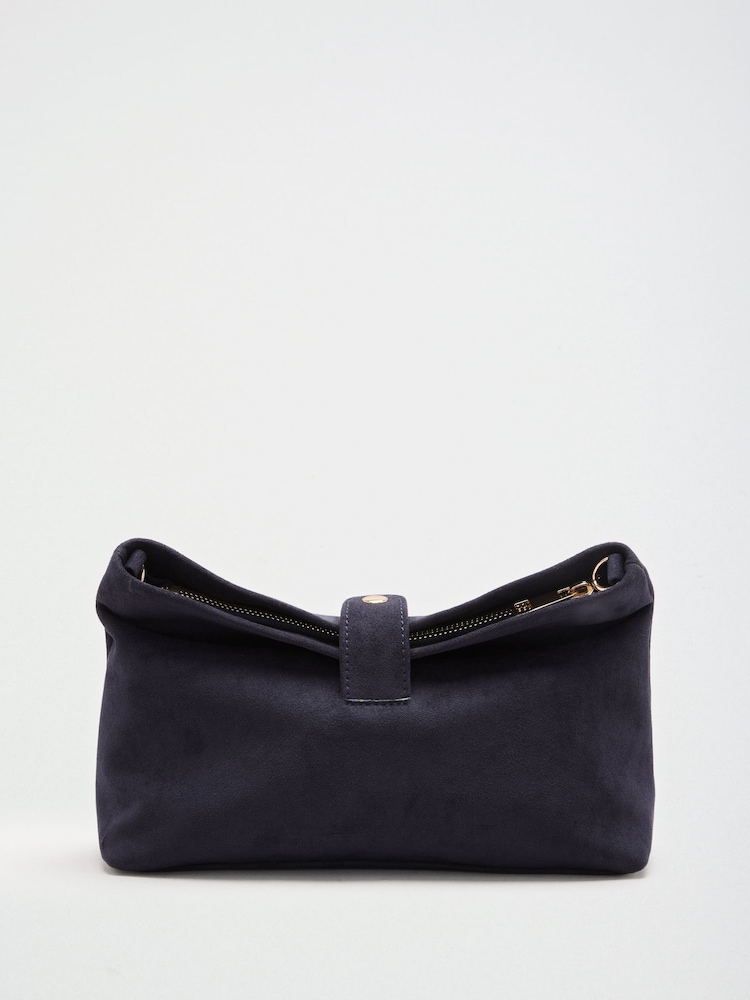 Friends Like These Navy Suedette Scrunch Chain Shoulder Bag - Image 8 of 8 Friends Like These Navy Suedette Scrunch Chain Shoulder Bag - Image 8 of 8