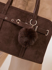 Friends Like These Chocolate Brown Suedette Shoulder Bowler Bag - Image 2 of 7