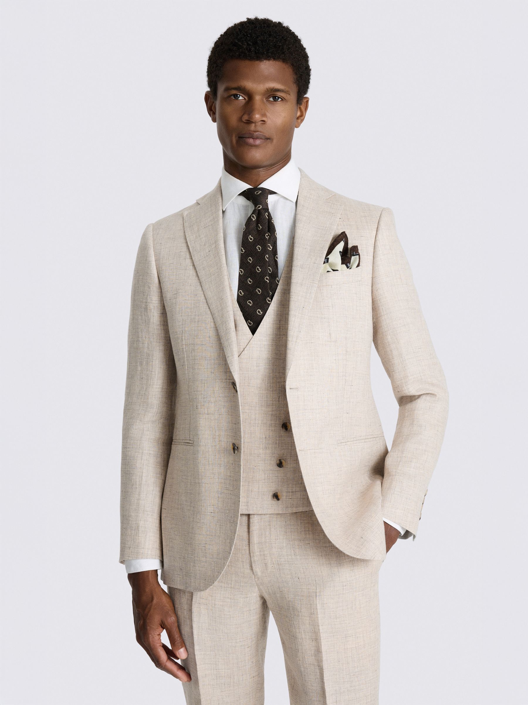 Buy MOSS Neutral Slim Fit Delave Linen Suit Jacket from Next Iceland