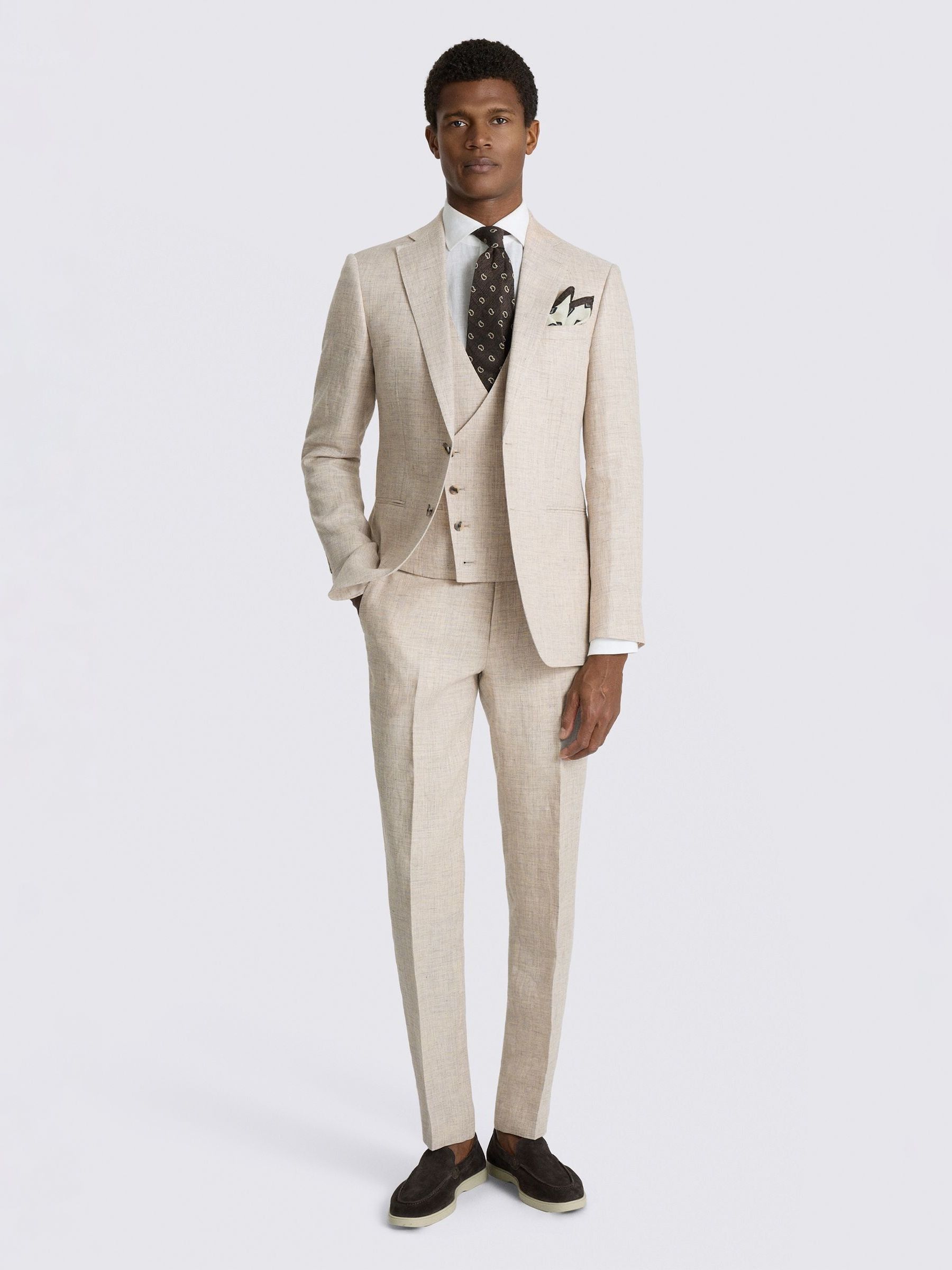 Buy MOSS Neutral Slim Fit Delave Linen Suit Jacket from Next Iceland