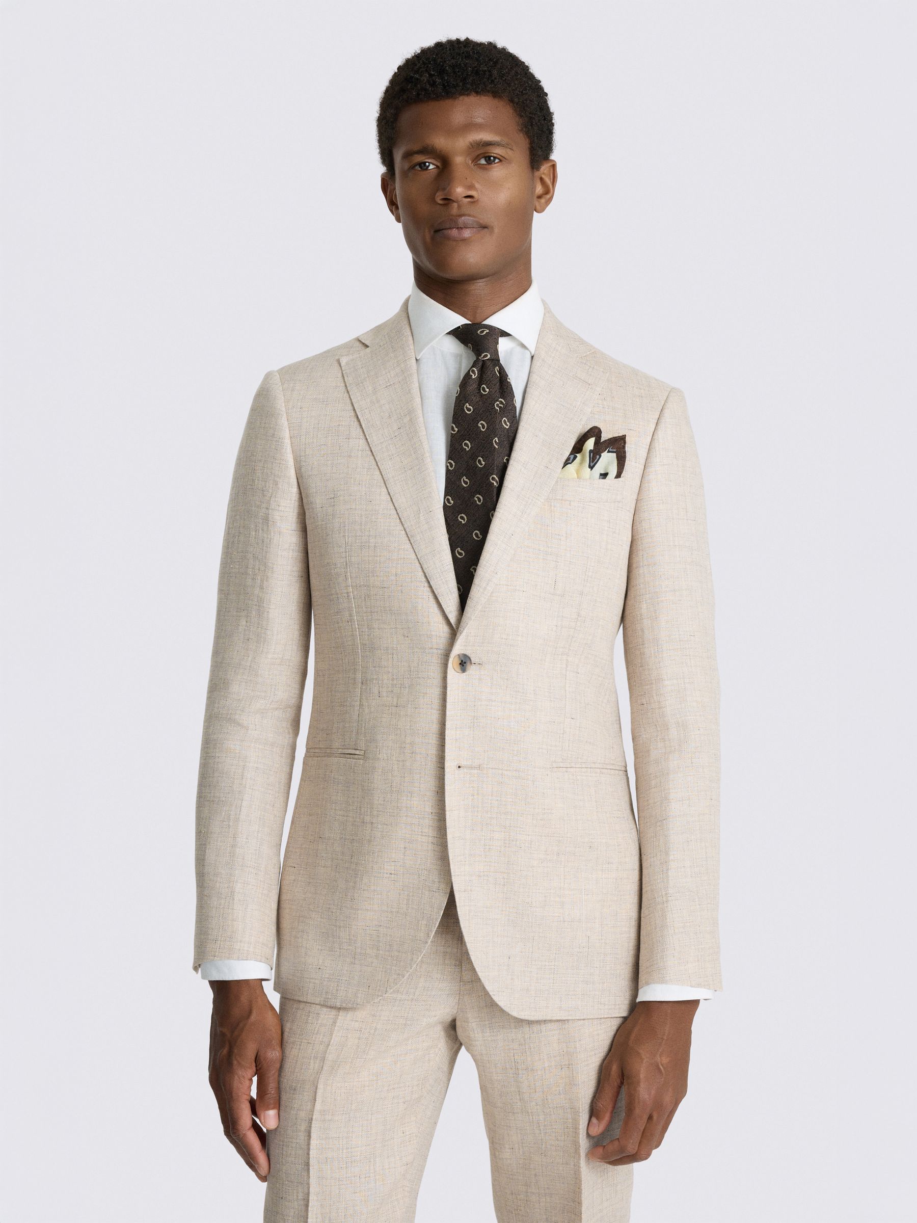 Buy MOSS Neutral Slim Fit Delave Linen Suit Jacket from the Next