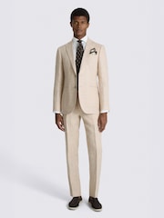 MOSS Neutral Slim Fit Delave Linen Suit Jacket - Image 4 of 6