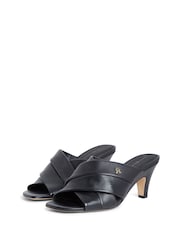 Tommy Hilfiger Leather Crossover Strap Heeled Mules - Image 3 de 8