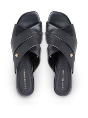 Tommy Hilfiger Leather Crossover Strap Heeled Mules - Image 5 de 8