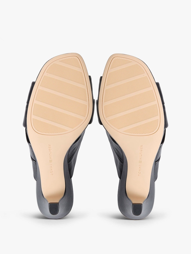 Tommy Hilfiger Leather Crossover Strap Heeled Mules - Image 8 de 8