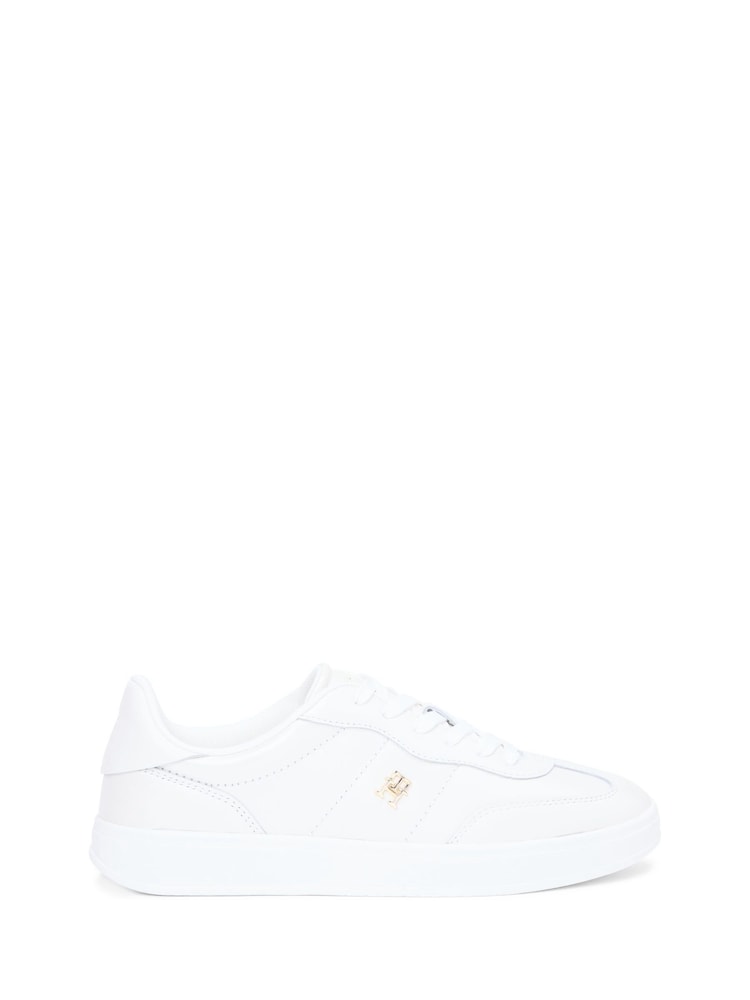 Tommy Hilfiger White Monogram Leather Trainers - Image 2 of 6