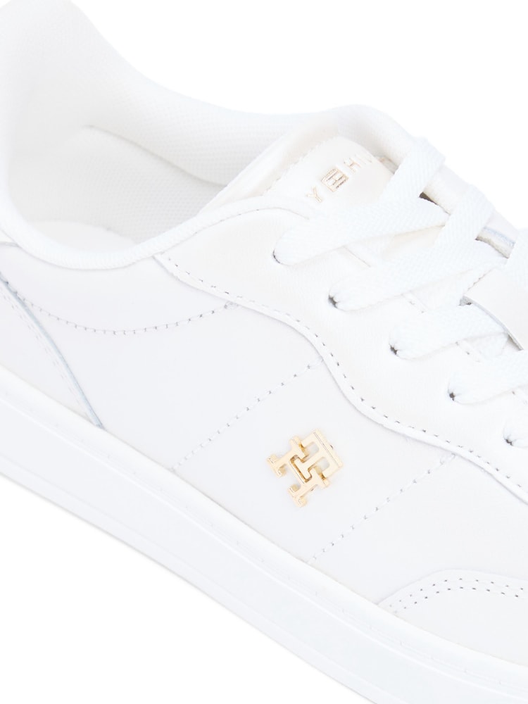 Tommy Hilfiger White Monogram Leather Trainers - Image 6 of 6