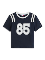 Tommy Jeans Blue Logo Peached Jersey Slim T-Shirt - Image 5 of 5