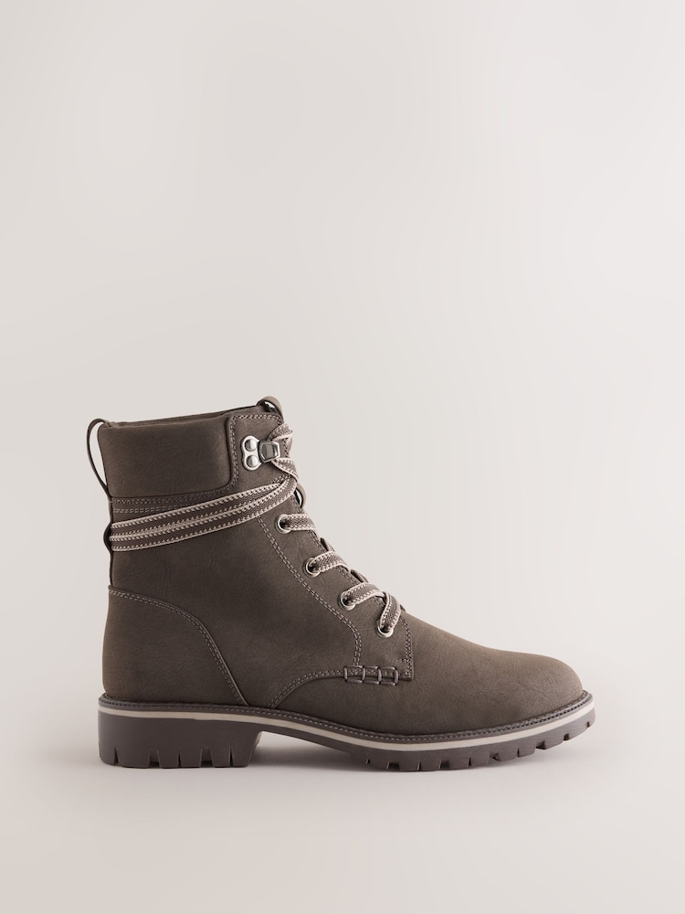 Chocolate Brown Casual Lace-Up Ankle Boots - Image 1 of 5