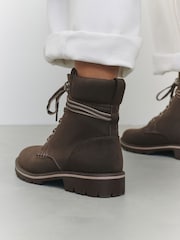 巧克力棕色 - Casual Lace-Up Ankle Boots - 图片6 / 10