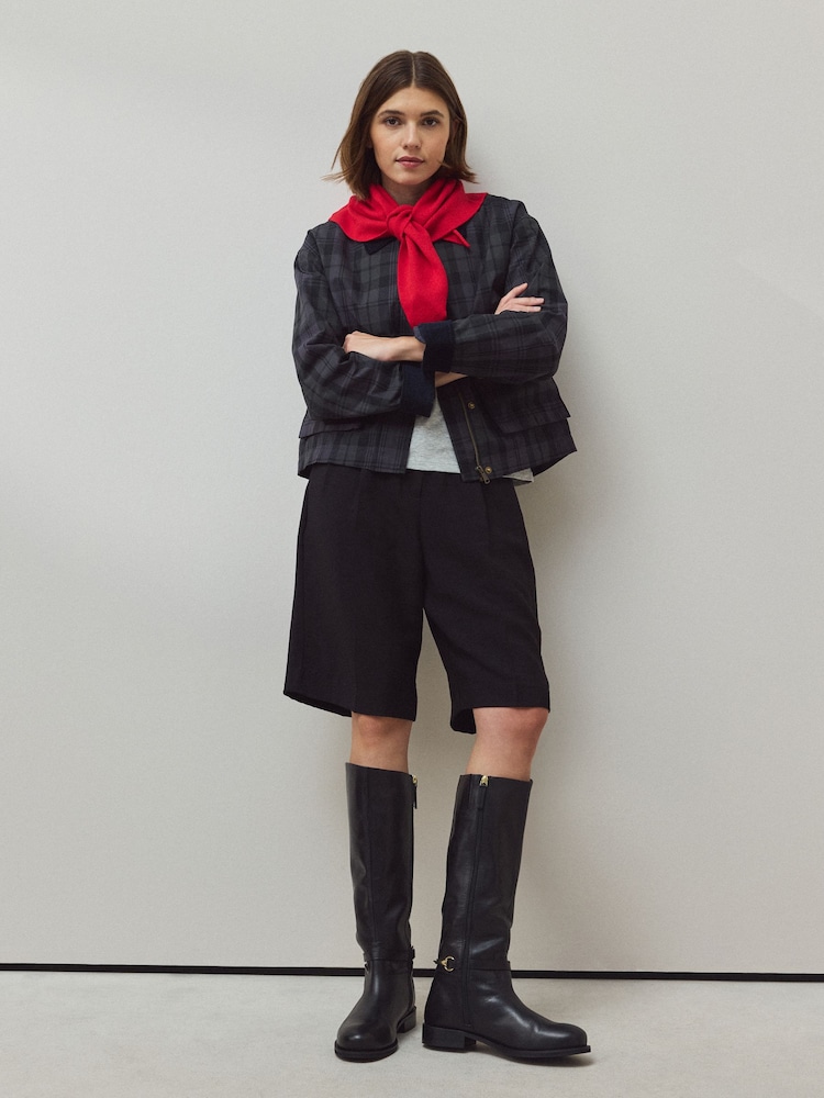Black Standard/Wide Fit Forever Comfort® Snaffle Rider Knee High Leather Boots - Image 1 of 4